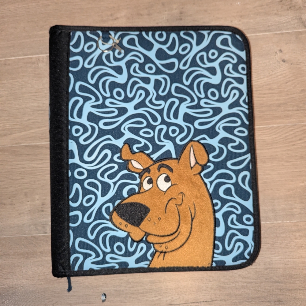 Scooby Doo 3-Ring Binder Hanna Barbera VTG 2002 Storage Pocket Zip Closure Blue